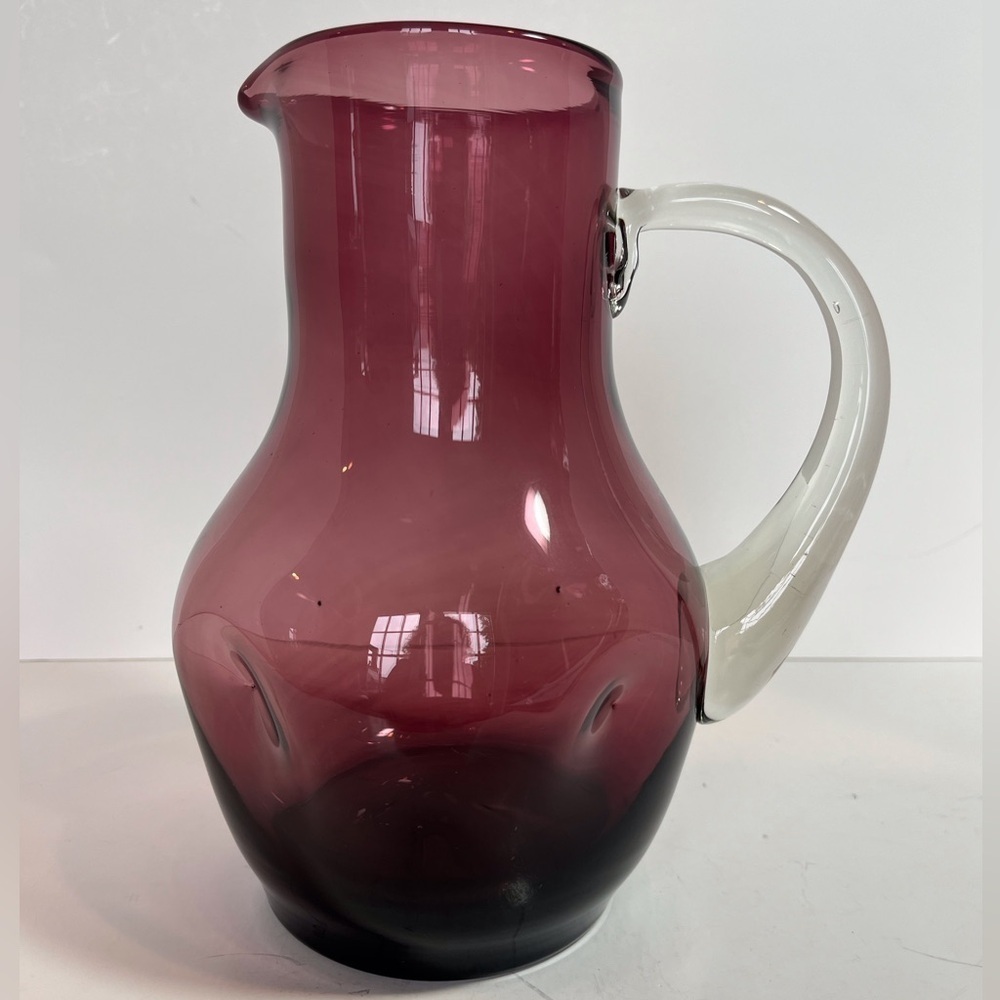 Vintage Amethyst Blown Bischoff Art Glass Pitcher